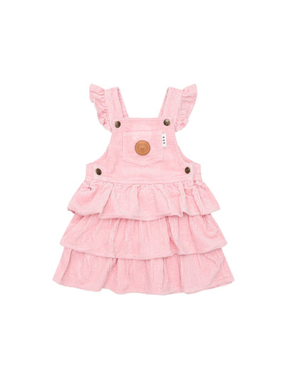 Huxbaby - Blush Cord Tiered Overall Dress - HB1200W25 Sleeveless Dress Huxbaby 