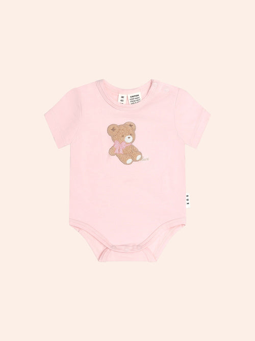 Huxbaby - Bow Huxette Short Sleeve Bodysuit | Baby Pink