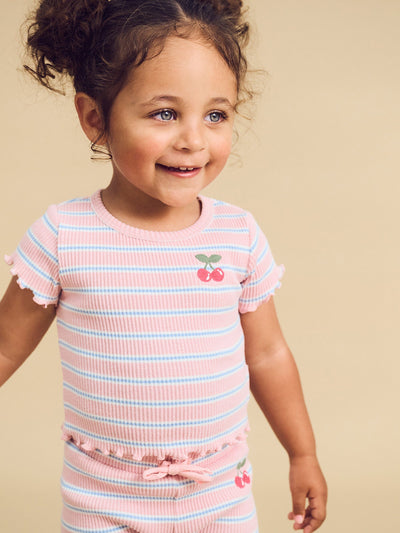 Huxbaby - Candy Stripe Rib Tee - HB2042S24 Short Sleeve T-Shirt Huxbaby 