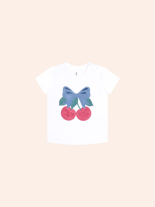 Huxbaby - Cherry Bow Tee | White