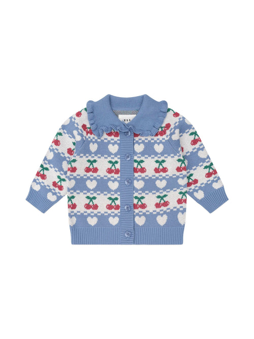Huxbaby - Cherry Heart Frill Collar Knit Cardi