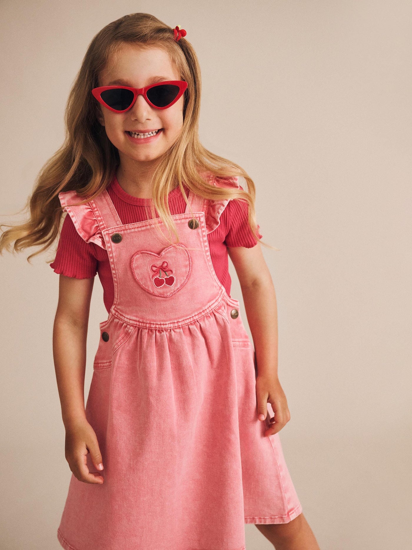 Huxbaby - Cherry Heart Vintage Pinafore Dress - HB1039S25 Sleeveless Dress Huxbaby 