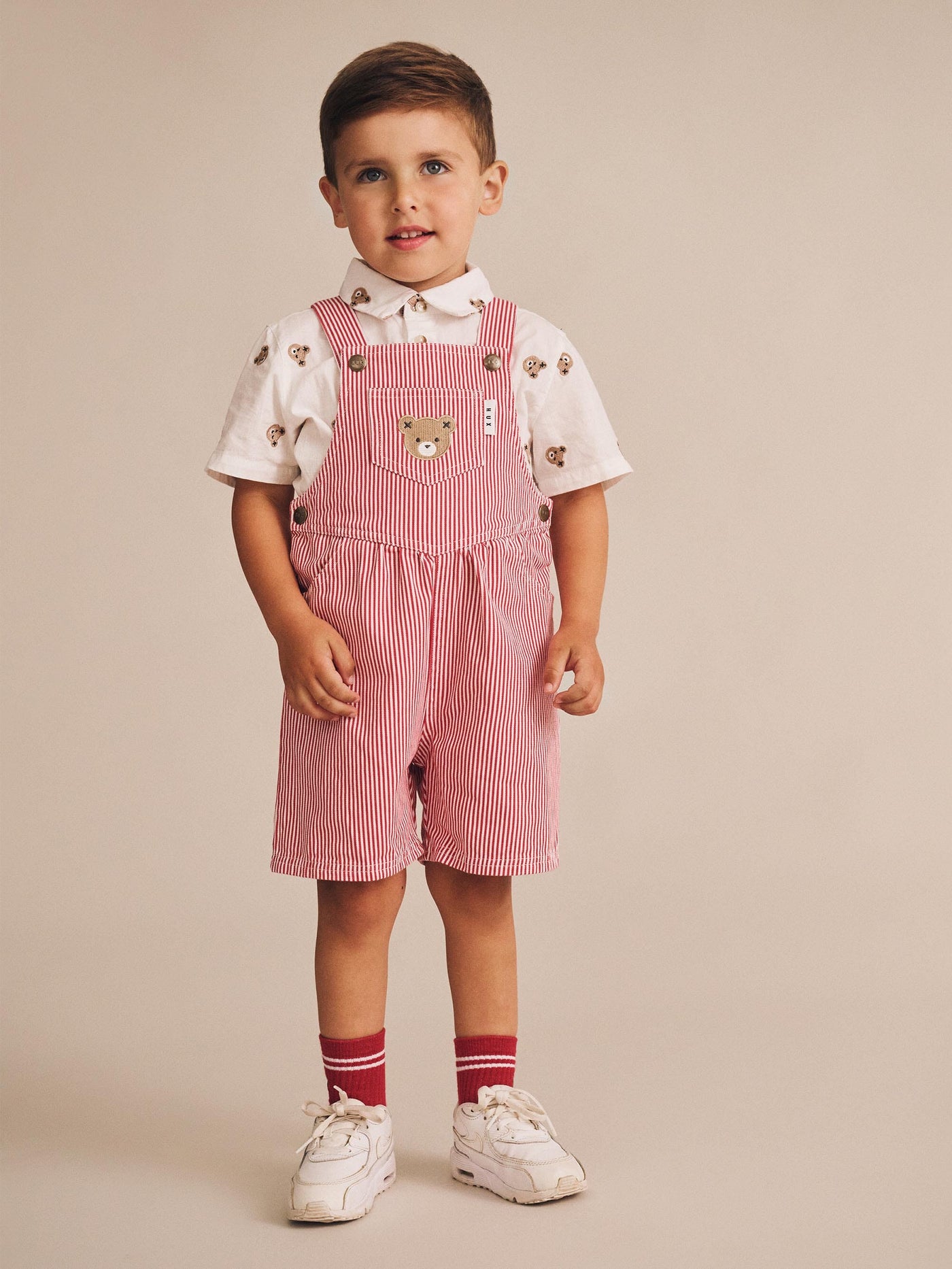 Huxbaby - Chill Red Stripe Short Overalls - HB0320S25 Overalls Huxbaby 