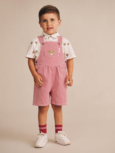 Huxbaby - Chill Red Stripe Short Overalls - HB0320S25 Overalls Huxbaby 