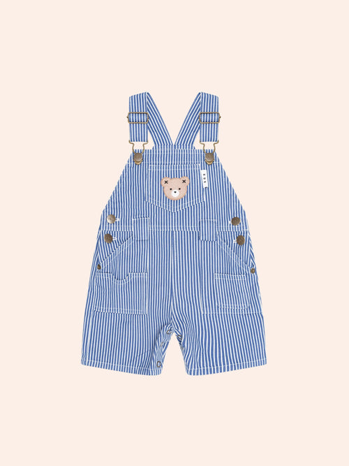 Huxbaby - Cobalt Stripe Carpenter Shortall | Cobalt/ Almond Milk Stripe
