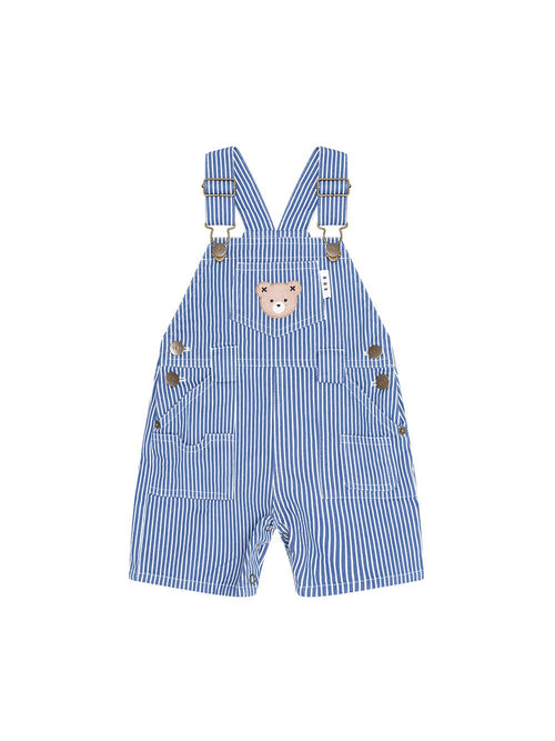 Huxbaby - Cobalt Stripe Carpenter Shortall | Cobalt/ Almond Milk Stripe