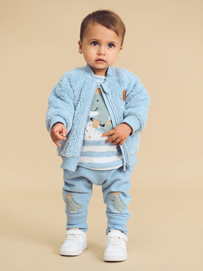 Huxbaby - Construction Dino Faux Fur Jacket - HB4083S24 Jacket Huxbaby 