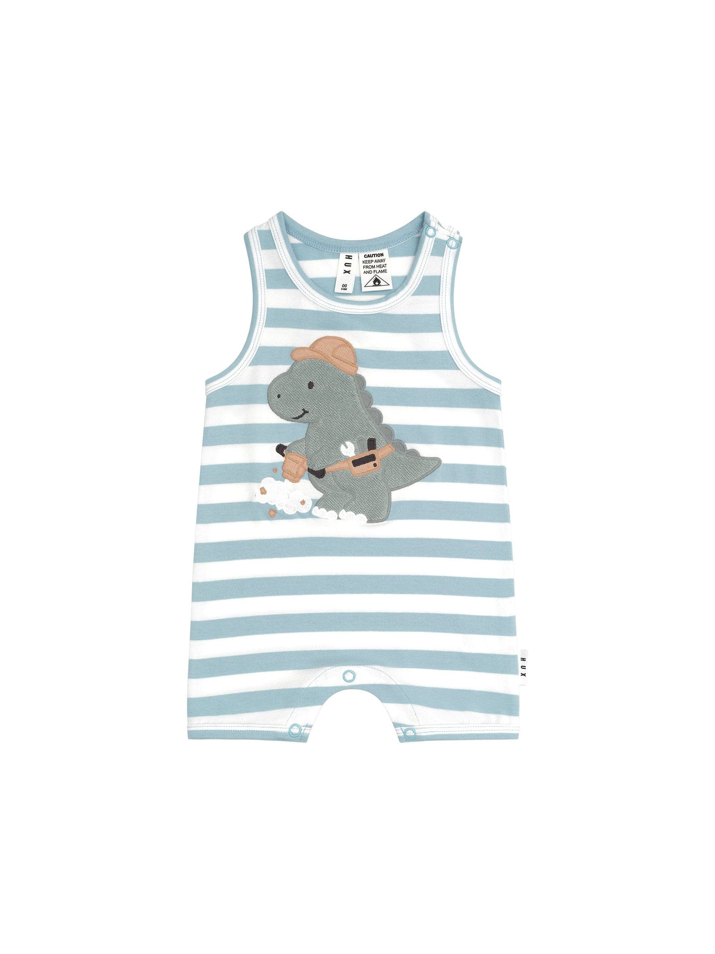 Huxbaby - Construction Dino Stripe Sleeveless Romper - HB0068S24 Romper Huxbaby 