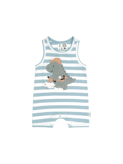 Huxbaby - Construction Dino Stripe Sleeveless Romper - HB0068S24 Romper Huxbaby 