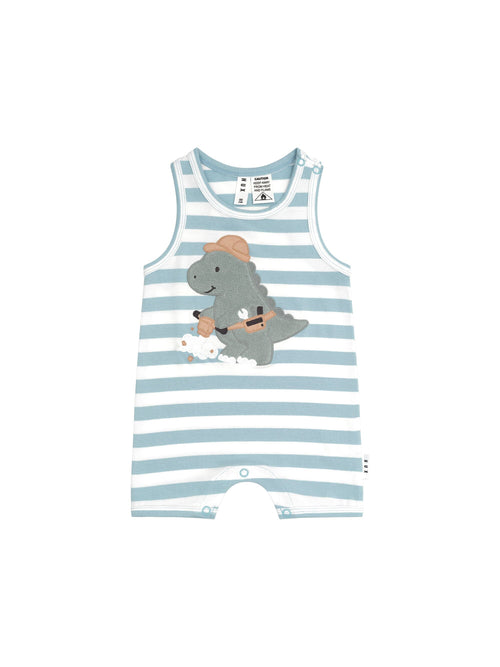 Huxbaby - Construction Dino Stripe Sleeveless Romper - HB0068S24