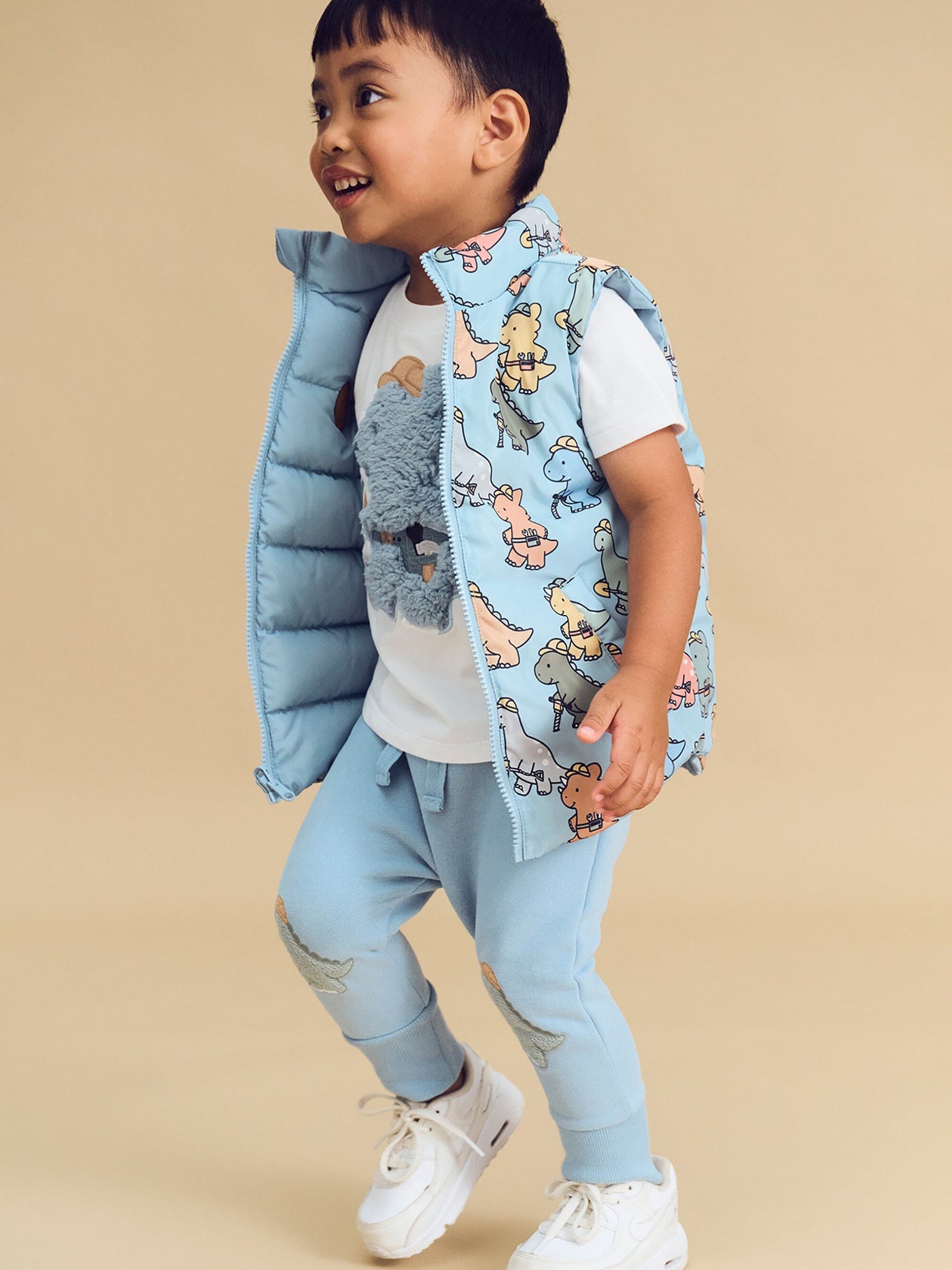 Huxbaby - Construction Dinos Reversible Vest - HB4037S24 Vest Huxbaby 