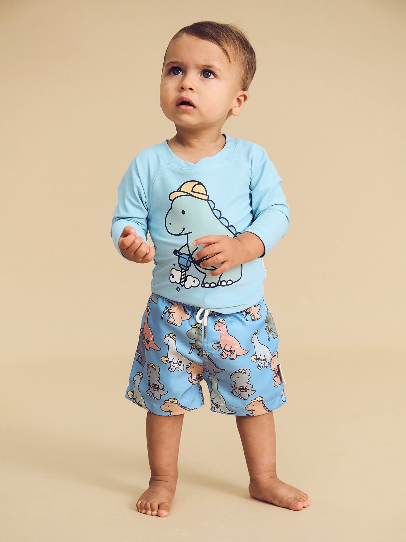 Huxbaby - Construction Dinos Swim Short - HB7178S24 Swim Shorts Huxbaby 