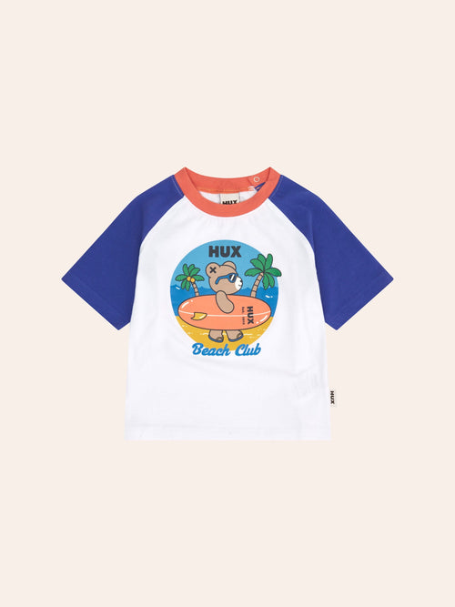 Huxbaby - Cool Surfer Hux Raglan Tee | White/ Cobalt - PREORDER