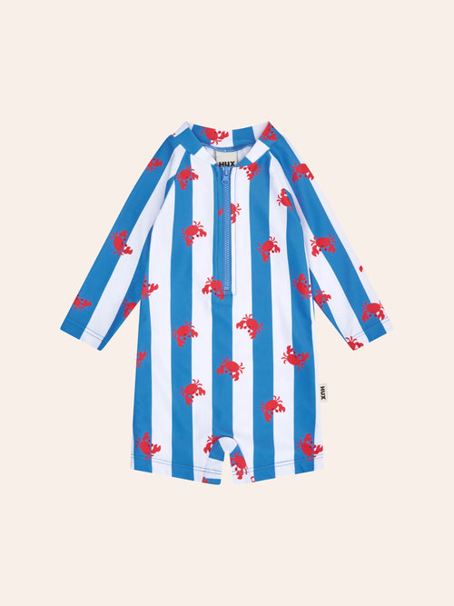 Huxbaby - Crab Stripe Swimsuit | Sky Blue Multi - PREORDER