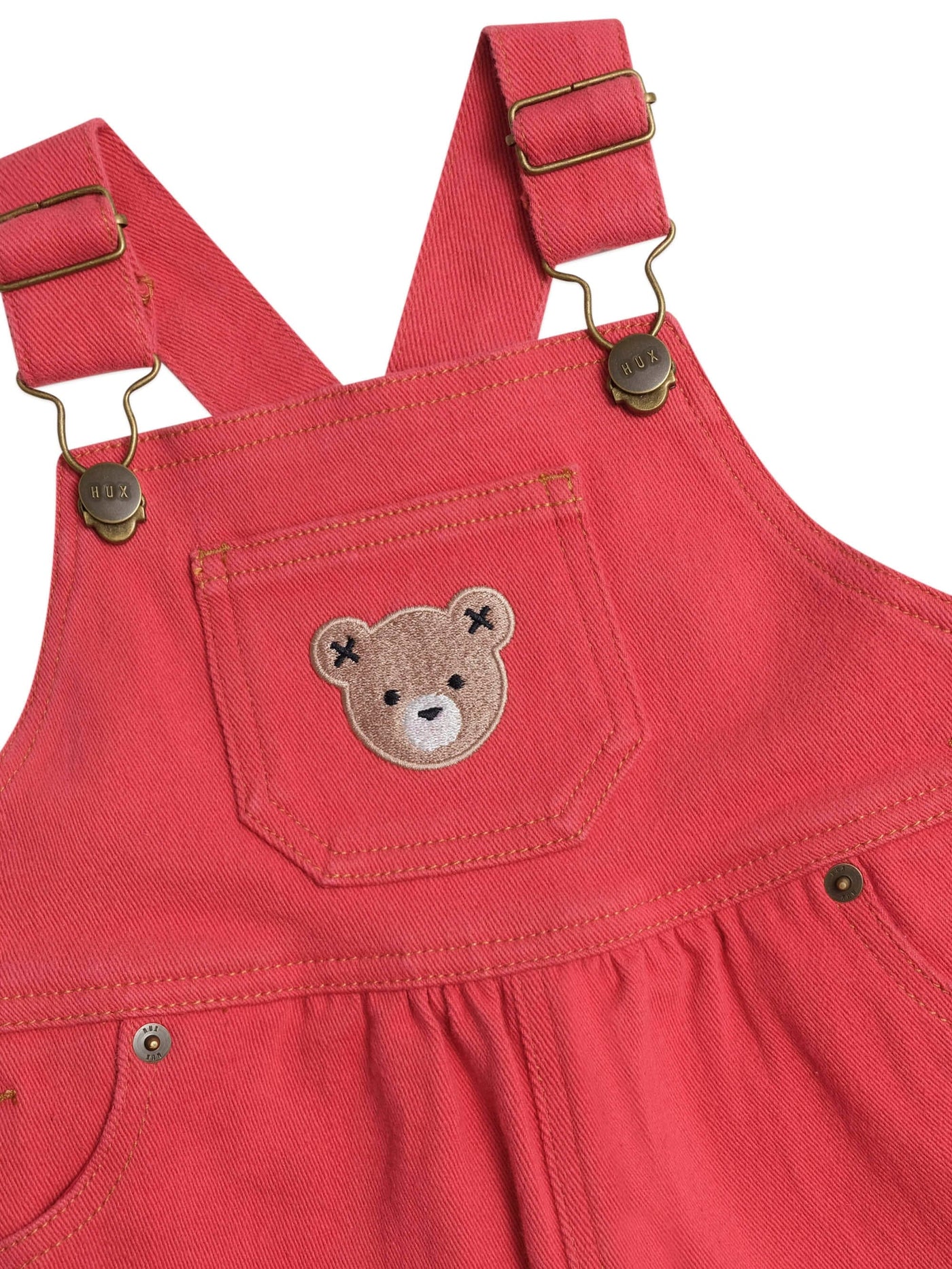 Huxbaby - Denim Short Overalls Chilli Red - HB0243S25 Overalls Huxbaby 