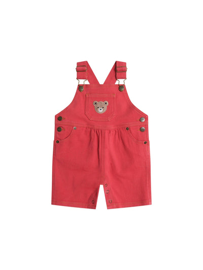 Huxbaby - Denim Short Overalls Chilli Red - HB0243S25 Overalls Huxbaby 