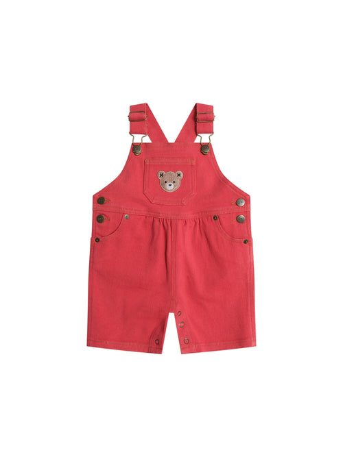 Huxbaby - Denim Short Overalls Chilli Red - HB0243S25