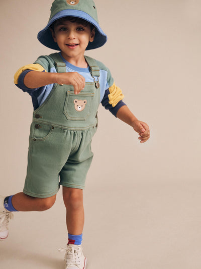 Huxbaby - Denim Short Overalls Green - HB0244S25 Overalls Huxbaby 