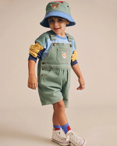 Huxbaby - Denim Short Overalls Green - HB0244S25 Overalls Huxbaby 
