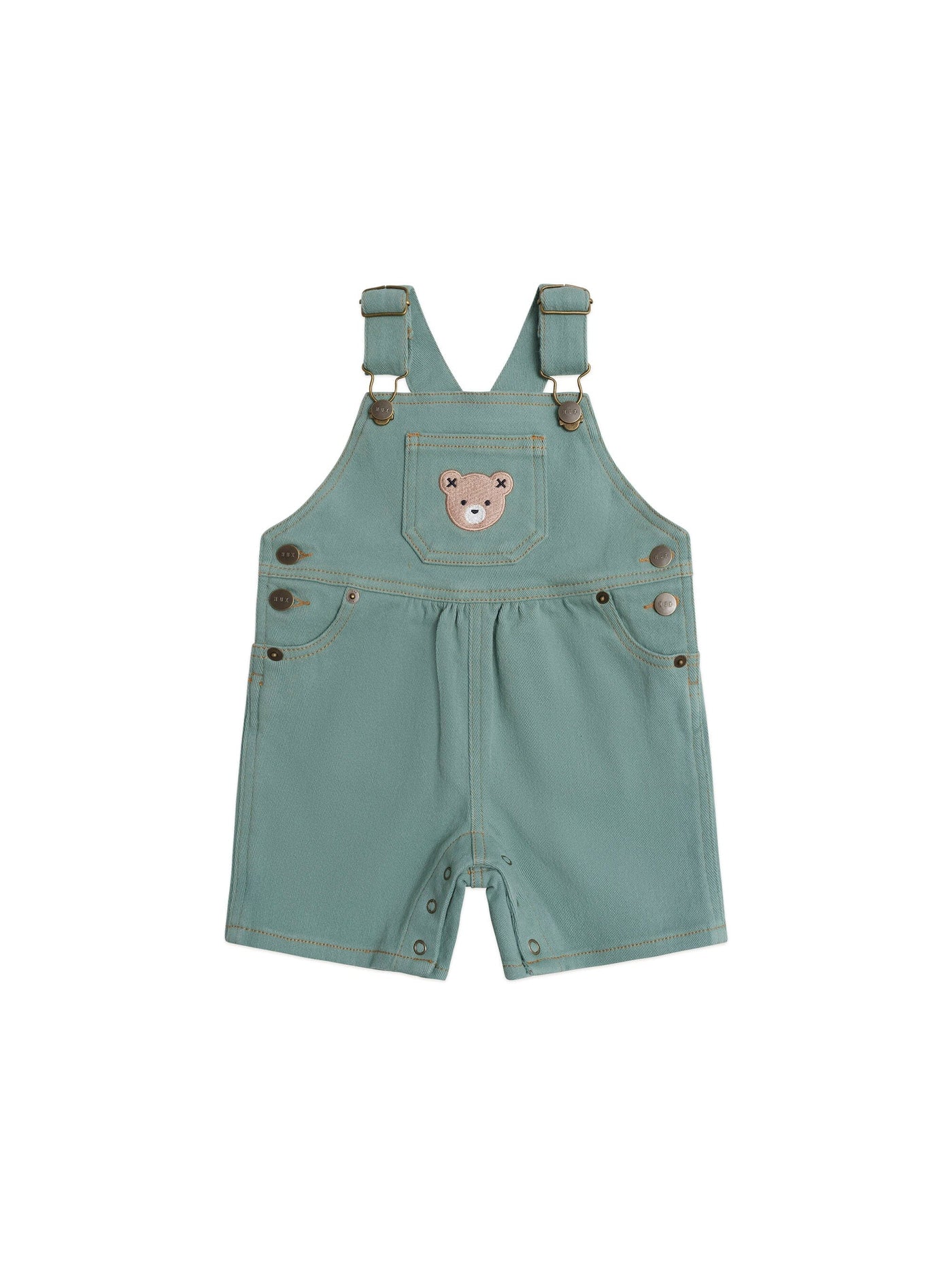 Huxbaby - Denim Short Overalls Green - HB0244S25 Overalls Huxbaby 