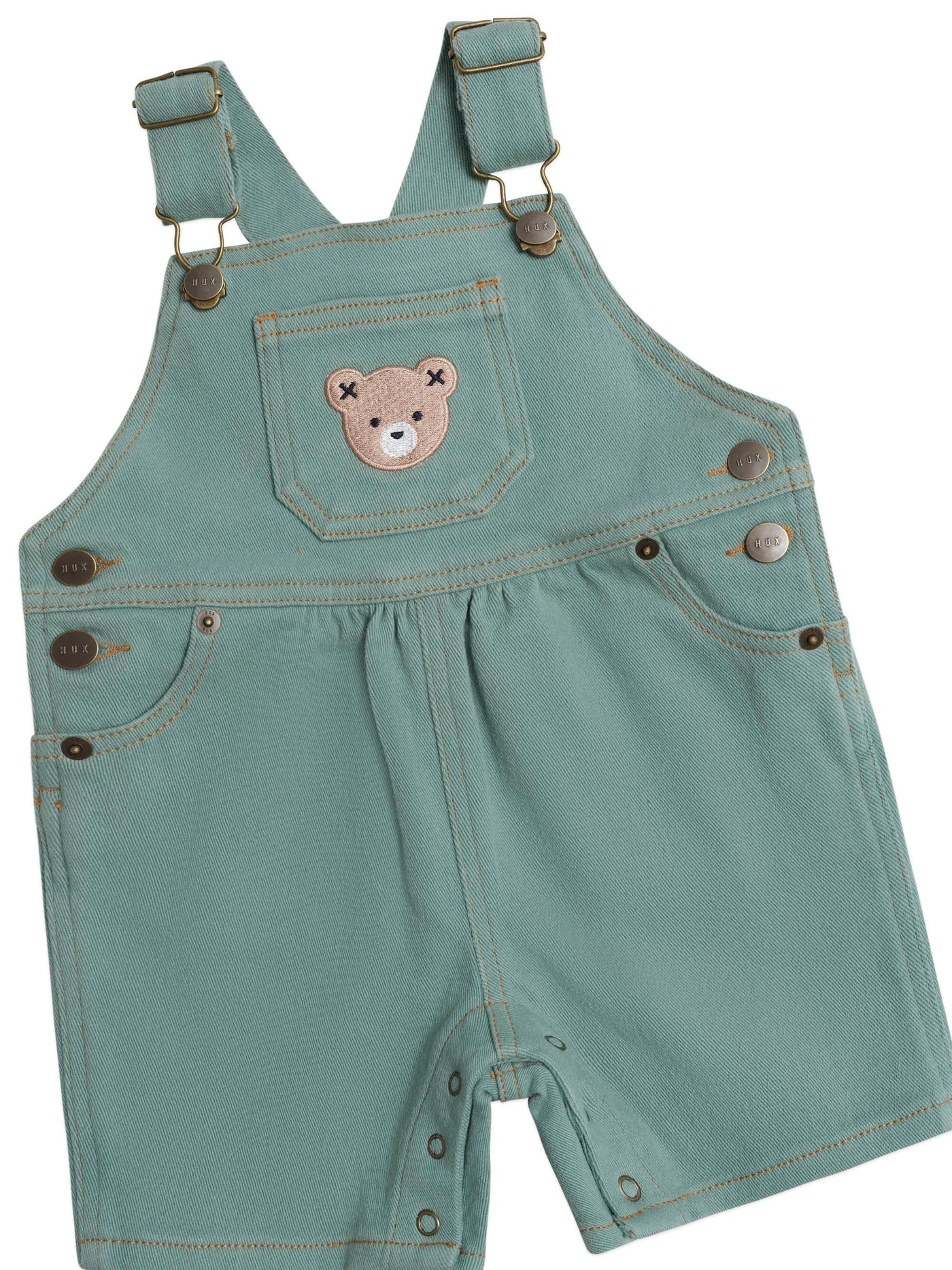Huxbaby - Denim Short Overalls Green - HB0244S25 Overalls Huxbaby 