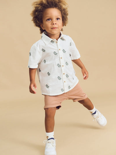 Huxbaby - Dino Embroidered Shirt - HB2292S24 Short Sleeve Shirt Huxbaby 