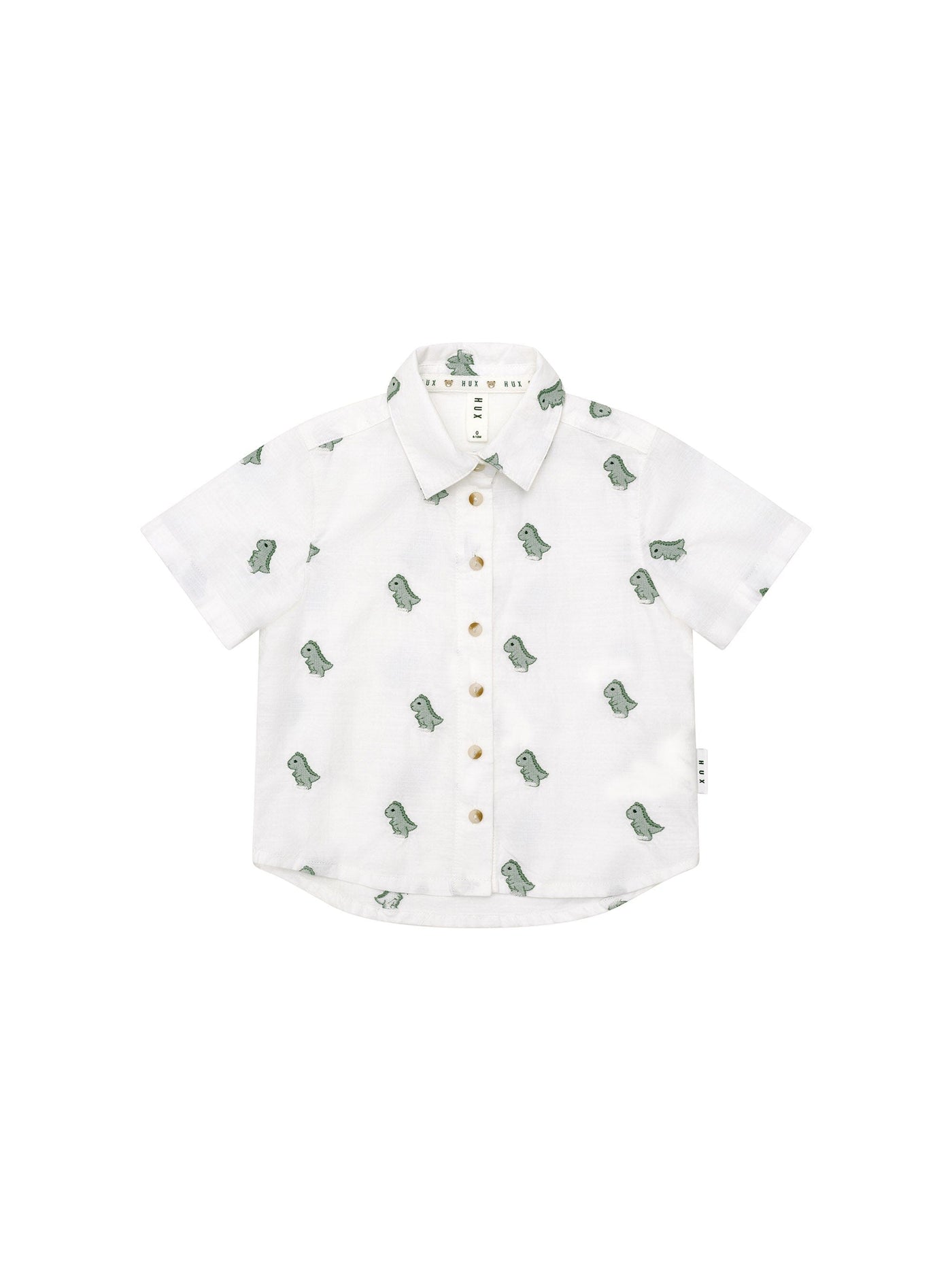 Huxbaby - Dino Embroidered Shirt - HB2292S24 Short Sleeve Shirt Huxbaby 