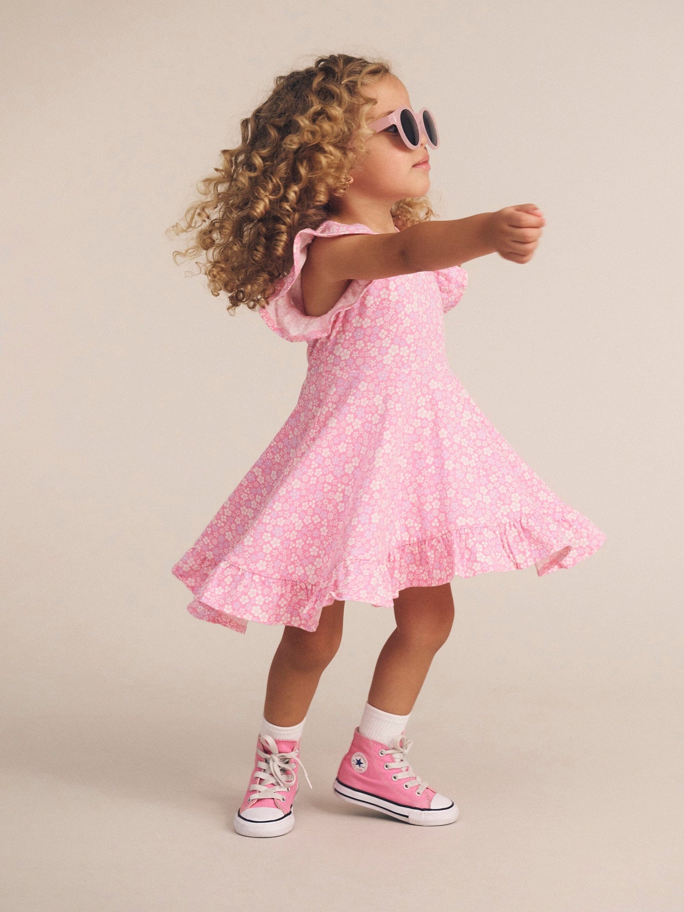 Huxbaby - Ditsy Floral Frill Swing Dress - HB1162W25 Short Sleeve Dress Huxbaby 