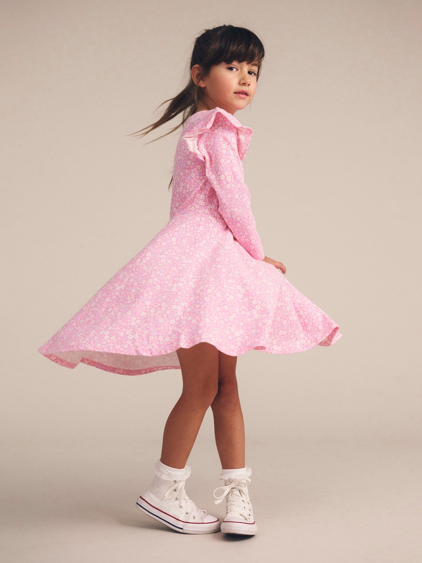 Huxbaby - Ditsy Floral Shirred Long Sleeve Dress - HB1163W25 Long Sleeve Dress Huxbaby 