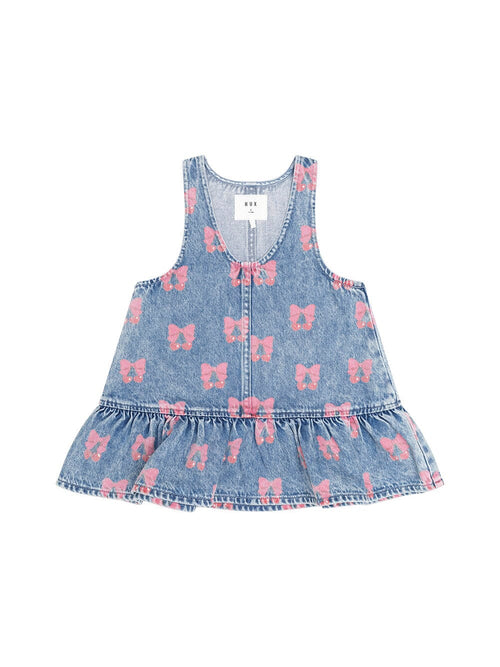 Huxbaby - Dreamy Denim Cherry Pinafore | Multi Denim