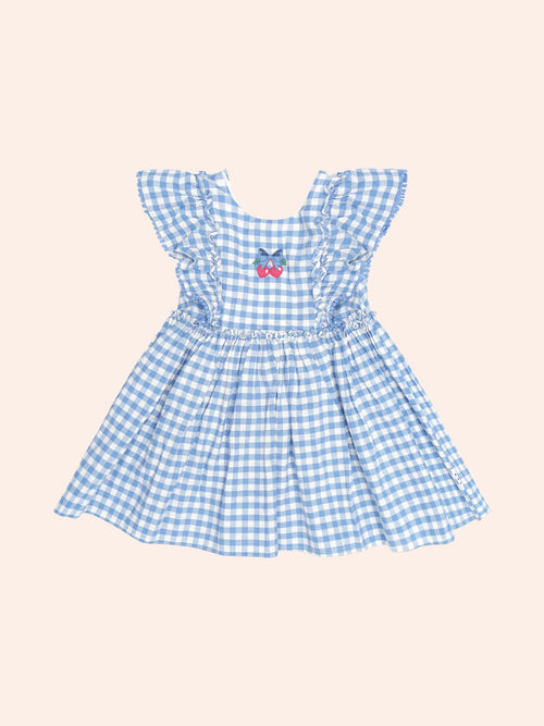 Huxbaby - Dusty Blue Gingham Bow Dress | Dusty Blue