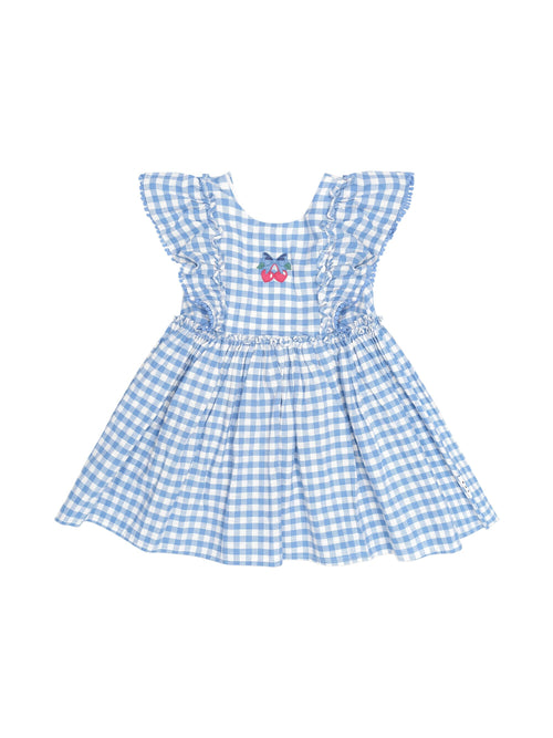 Huxbaby - Dusty Blue Gingham Bow Dress | Dusty Blue