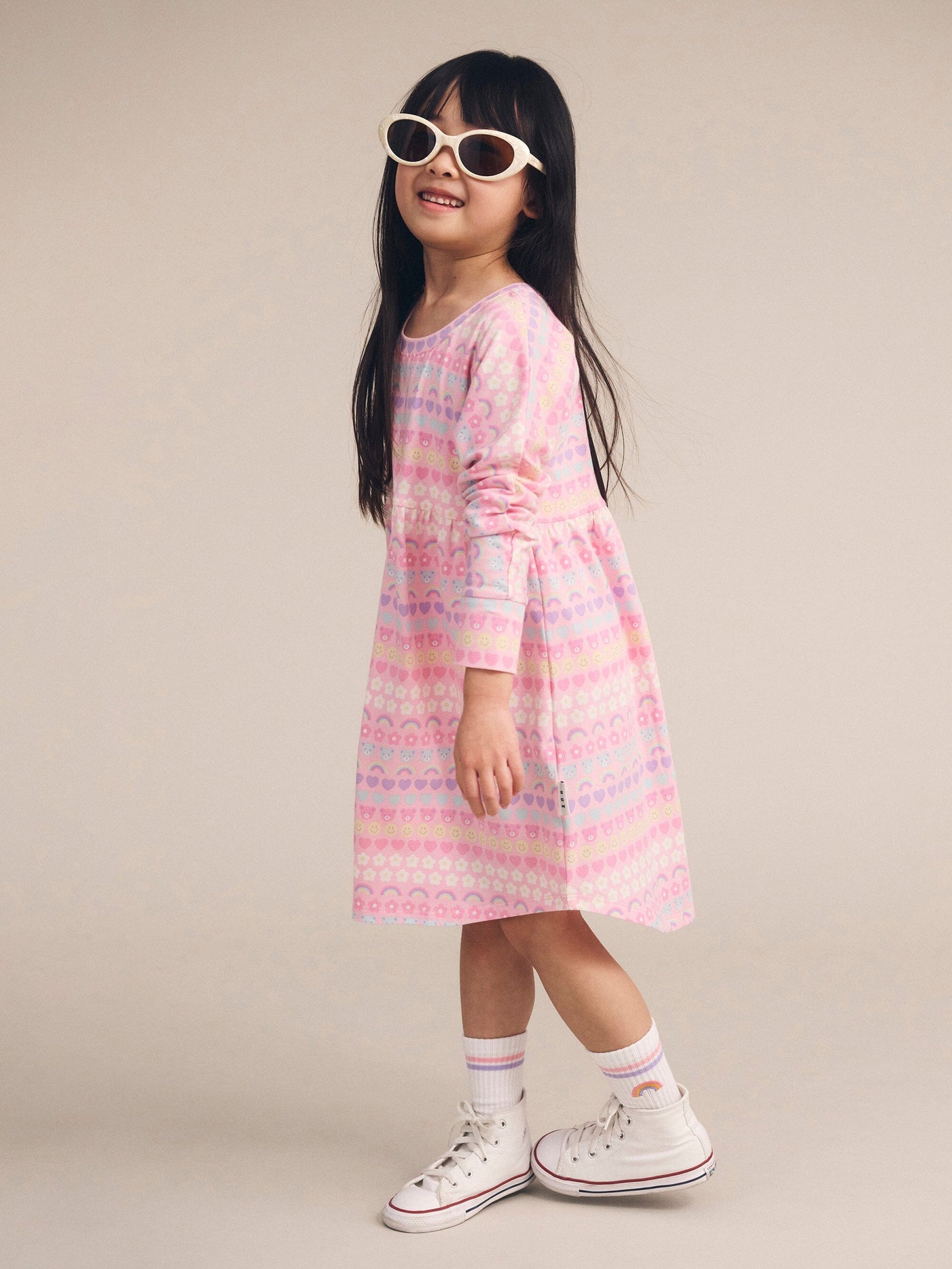 Huxbaby - Emoji Rainbow Long Sleeve Swirl Dress - HB1165W25 Long Sleeve Dress Huxbaby 