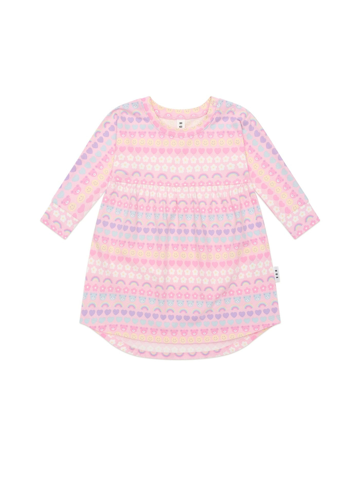 Huxbaby - Emoji Rainbow Long Sleeve Swirl Dress - HB1165W25 Long Sleeve Dress Huxbaby 