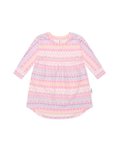 Huxbaby - Emoji Rainbow Long Sleeve Swirl Dress - HB1165W25 Long Sleeve Dress Huxbaby 