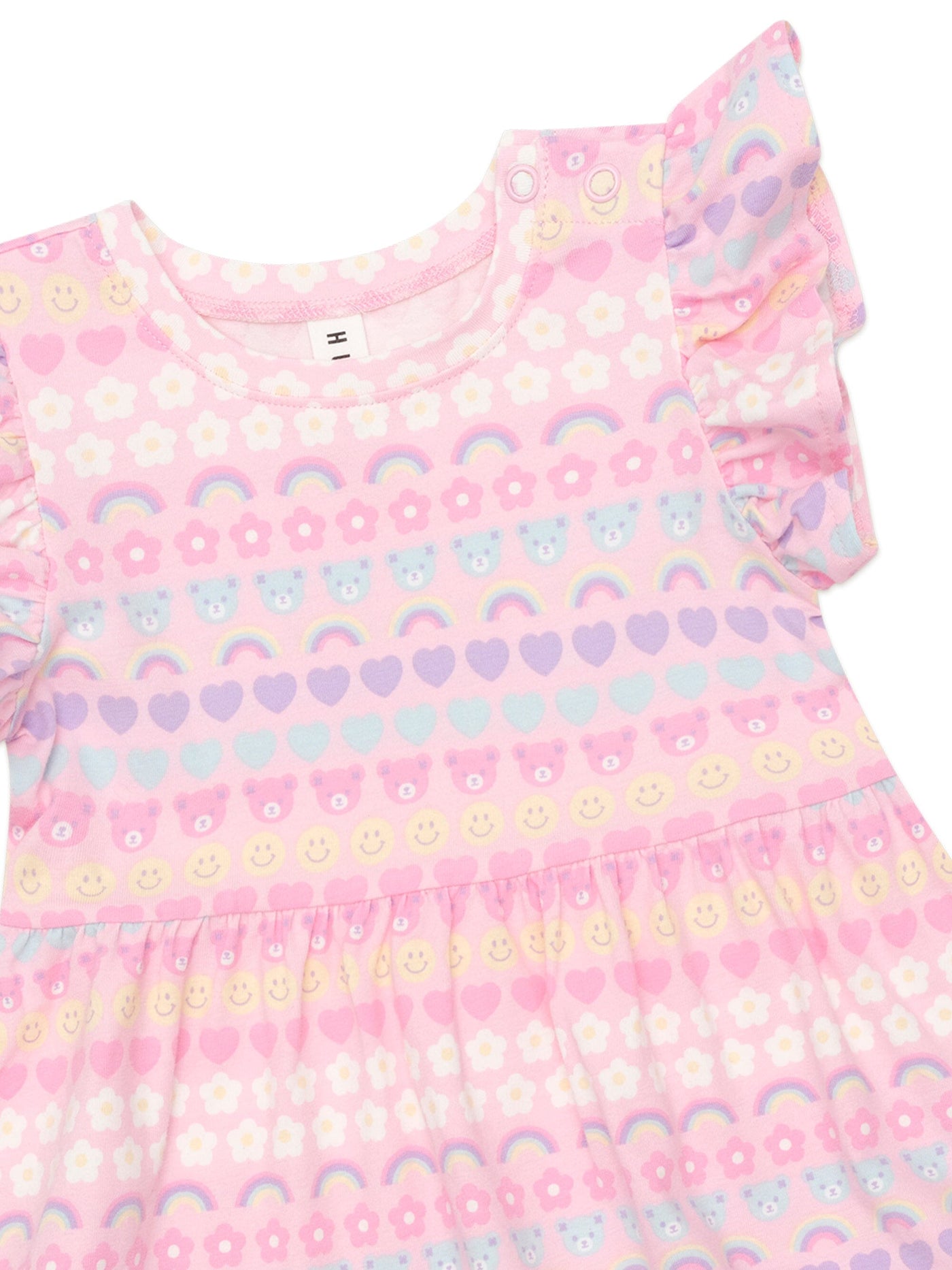 Huxbaby - Emoji Rainbow Tier Dress - HB1164W25 Short Sleeve Dress Huxbaby 