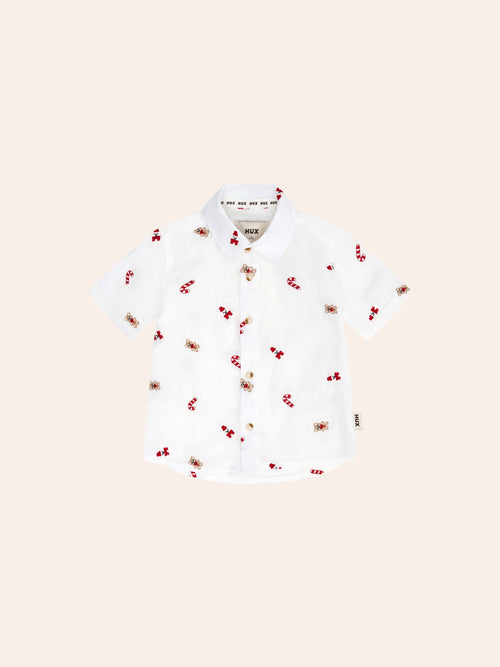 Huxbaby - Festive Short Sleeve Shirt | White