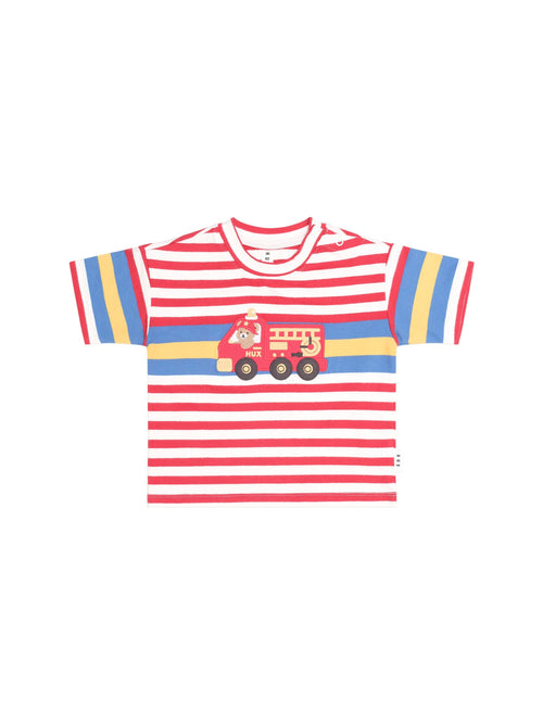 Huxbaby - Fireman Hux Stripe Tee | Racer Red /Almond Milk