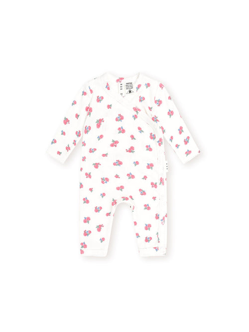 Huxbaby - Floral Pointelle Kimono Romper | Almond Milk