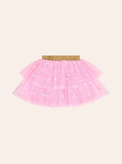 Huxbaby - Foil Polka Dot Tiered Tulle Skirt | Cupcake Pink - PREORDER