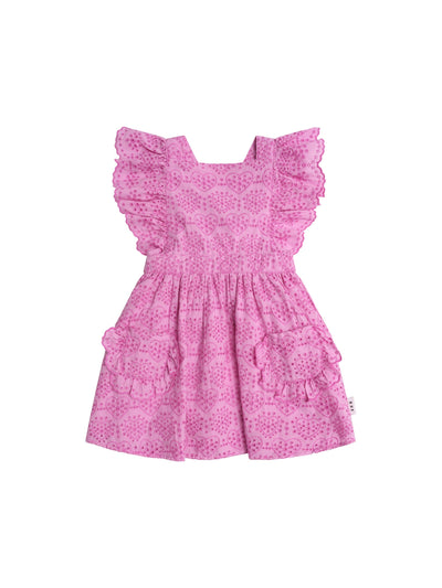 Huxbaby - Frilly Broderie Pinafore Dress - HB1249S25 Short Sleeve Dress Huxbaby 