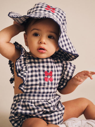 Huxbaby - Frilly Playsuit Cherry Pie Check - HB0304S25 Playsuit Huxbaby 