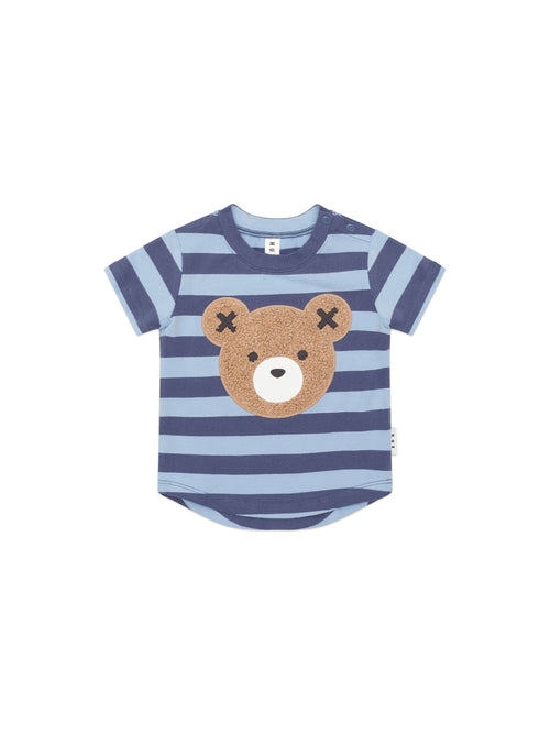 Huxbaby - Furry Hux Blue Stripe Bear T-Shirt - HB2061W25