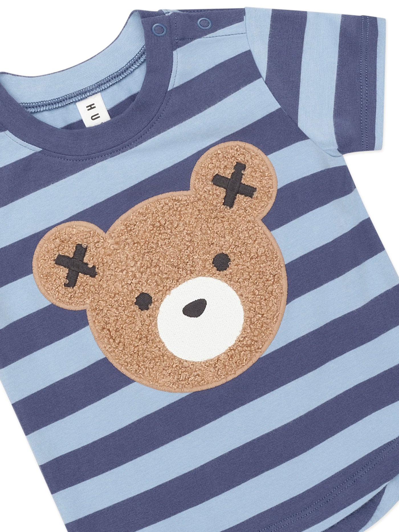 Huxbaby - Furry Hux Blue Stripe Bear T-Shirt - HB2061W25 Short Sleeve T-Shirt Huxbaby 