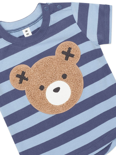 Huxbaby - Furry Hux Blue Stripe Bear T-Shirt - HB2061W25 Short Sleeve T-Shirt Huxbaby 