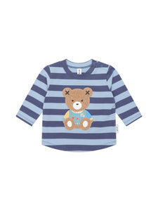 Huxbaby - Furry Hux Blue Stripe Bear Top - HB2112W25