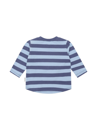 Huxbaby - Furry Hux Blue Stripe Bear Top - HB2112W25 Long Sleeve Top Huxbaby 