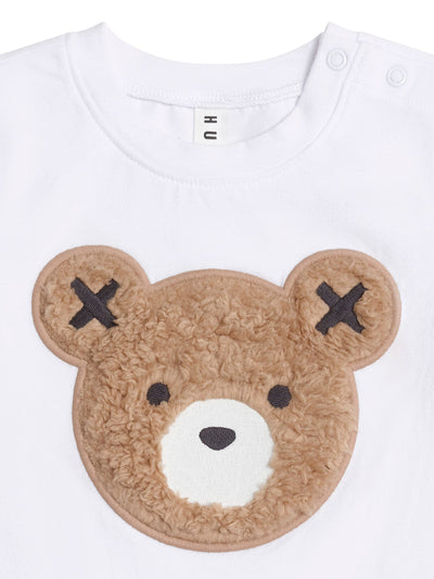 Huxbaby - Furry Huxbear Crisp White Tee - HB2114S25 Short Sleeve T-Shirt Huxbaby 