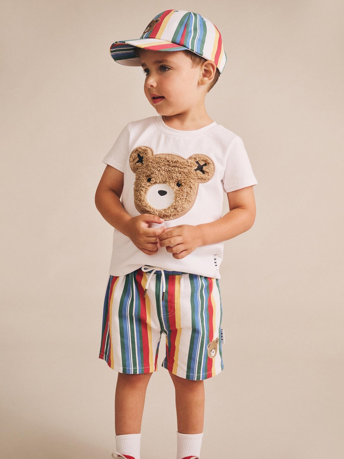 Huxbaby - Furry Huxbear Crisp White Tee - HB2114S25 Short Sleeve T-Shirt Huxbaby 