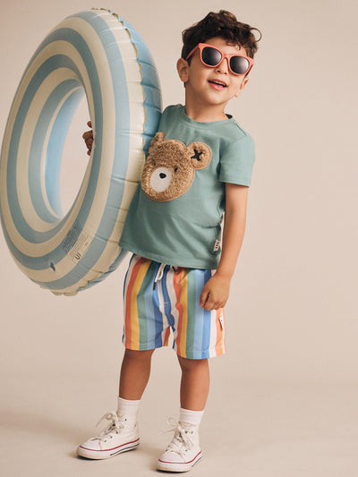 Huxbaby - Furry Huxbear Green Tee - HB2115S25 Short Sleeve T-Shirt Huxbaby 